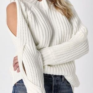 Cream Cream arm cutouts and lightweight knitted sweater
